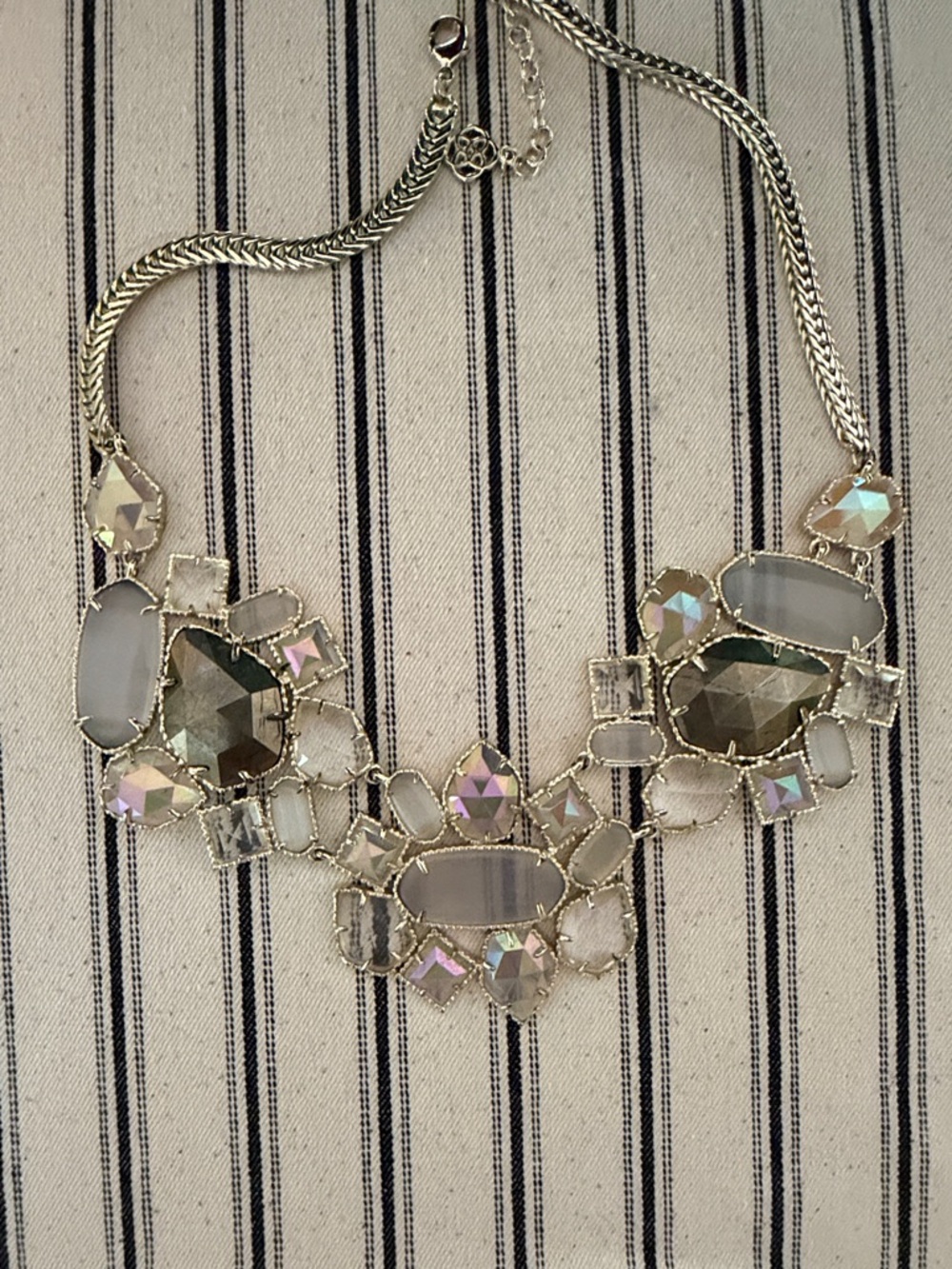 Kendra Scott Melissa Bib Necklace with Gray and Opalescent Stones, showstopper! - Picture 4 of 5